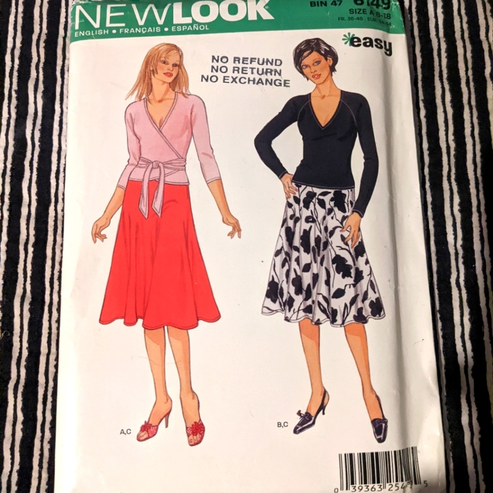 NewLook 6149 size a 8-18 pattern only